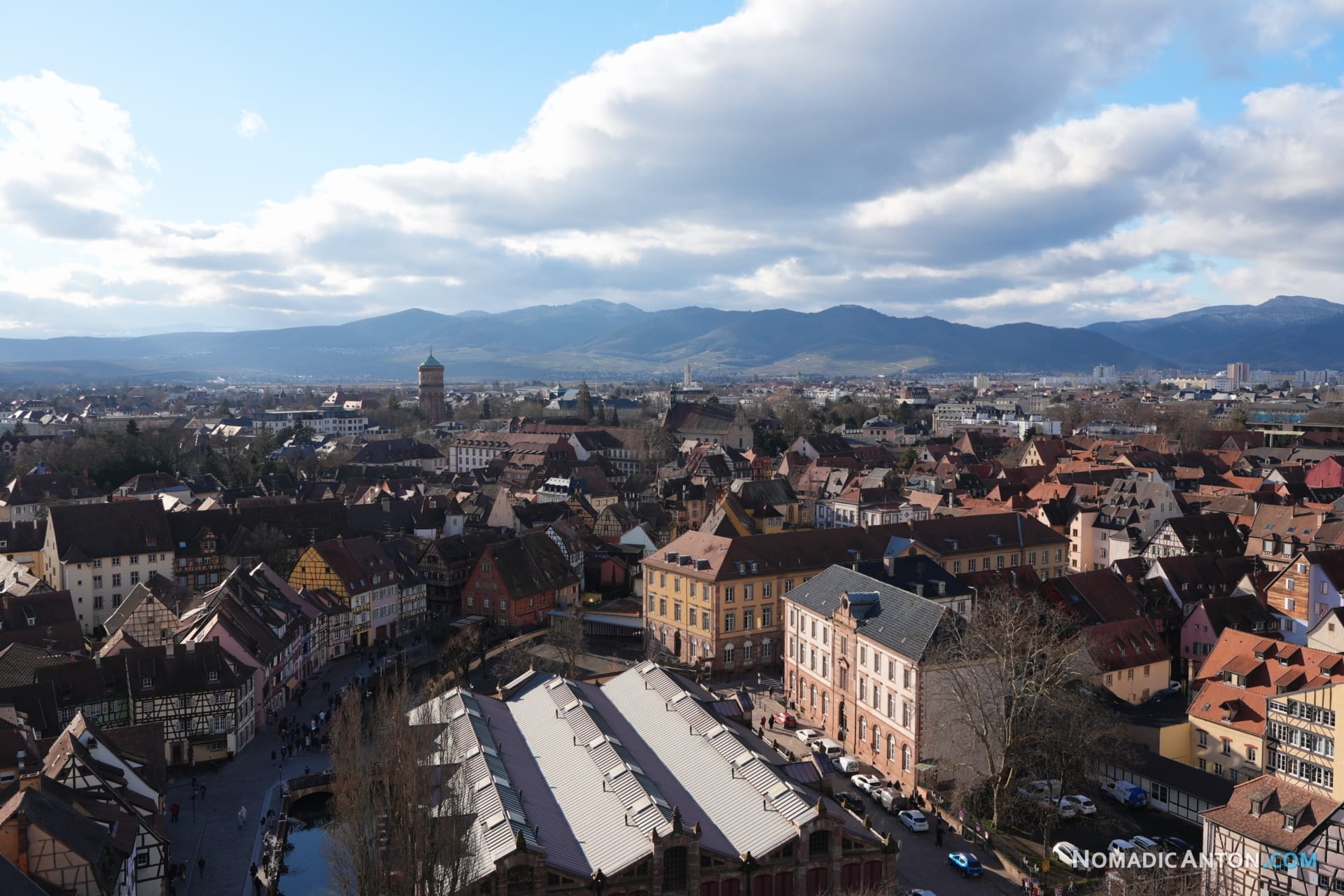 View of Colmar’s old town from Ferris wheel