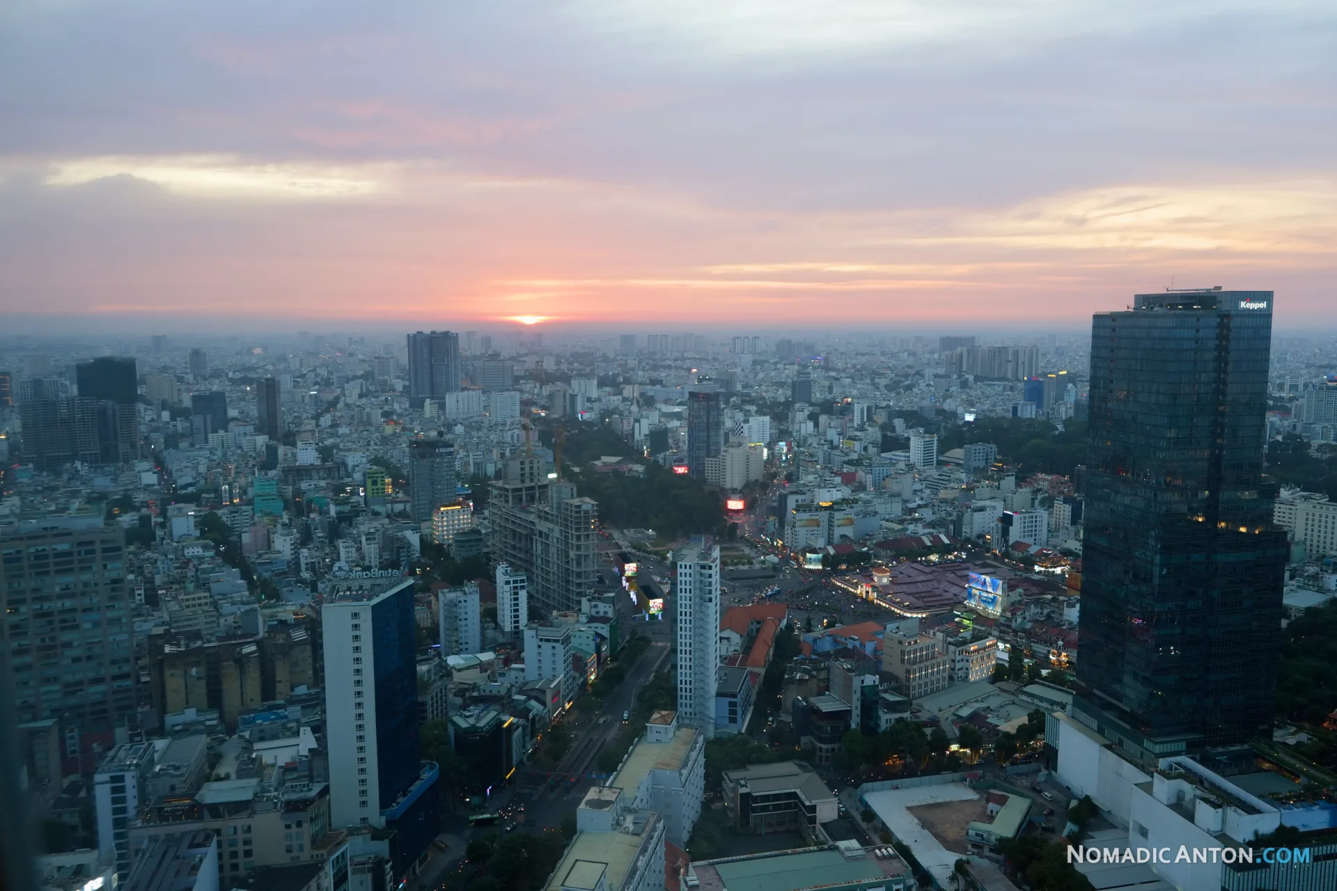 View of sunset from Saigon Skydeck in the Bitexco Financial Tower