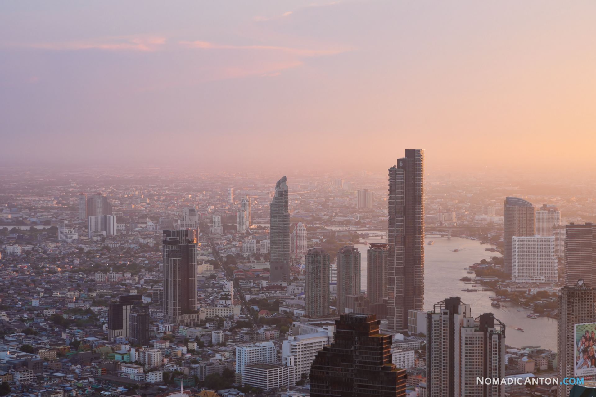 Bangkok city glow at sunset