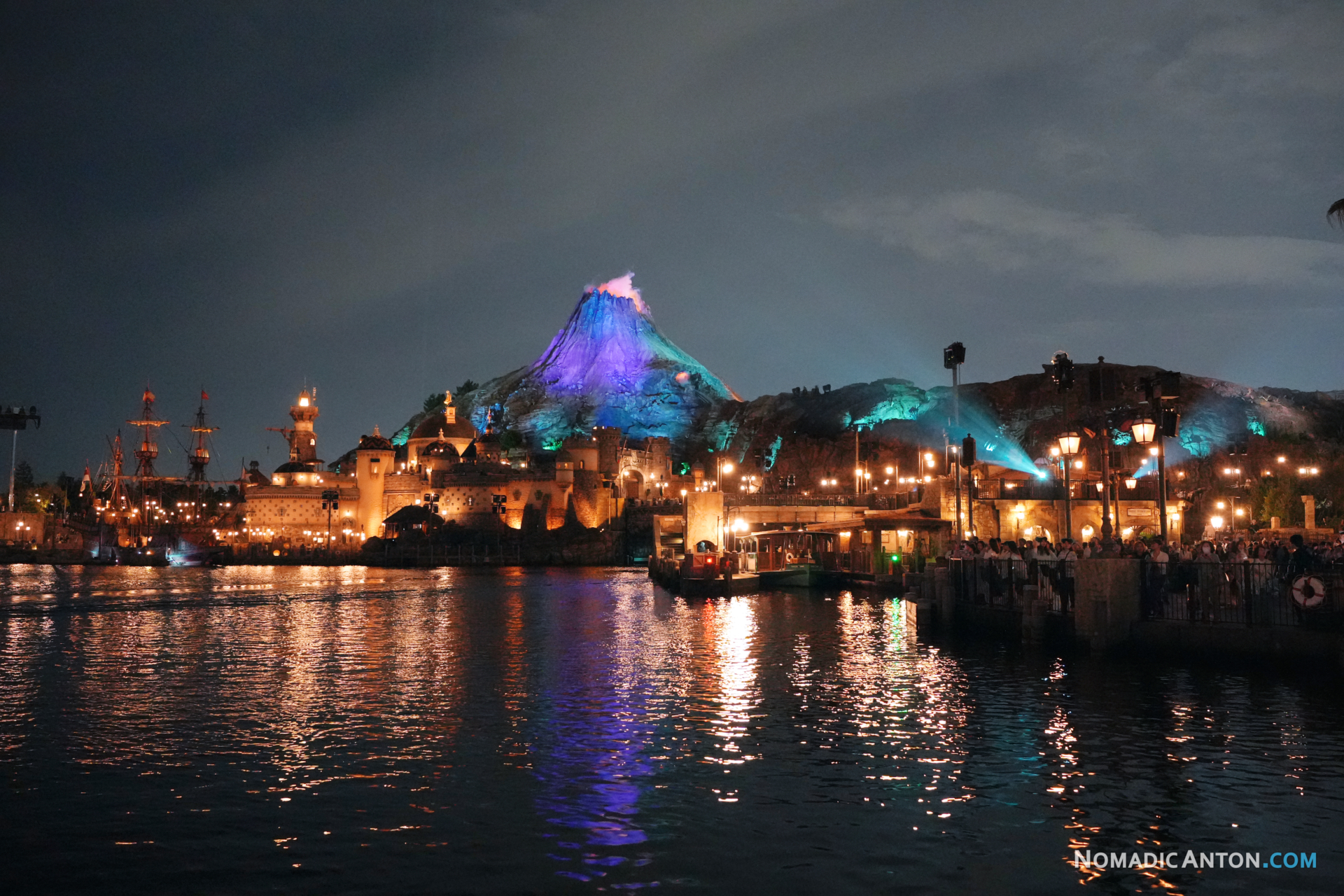 Volcano at night