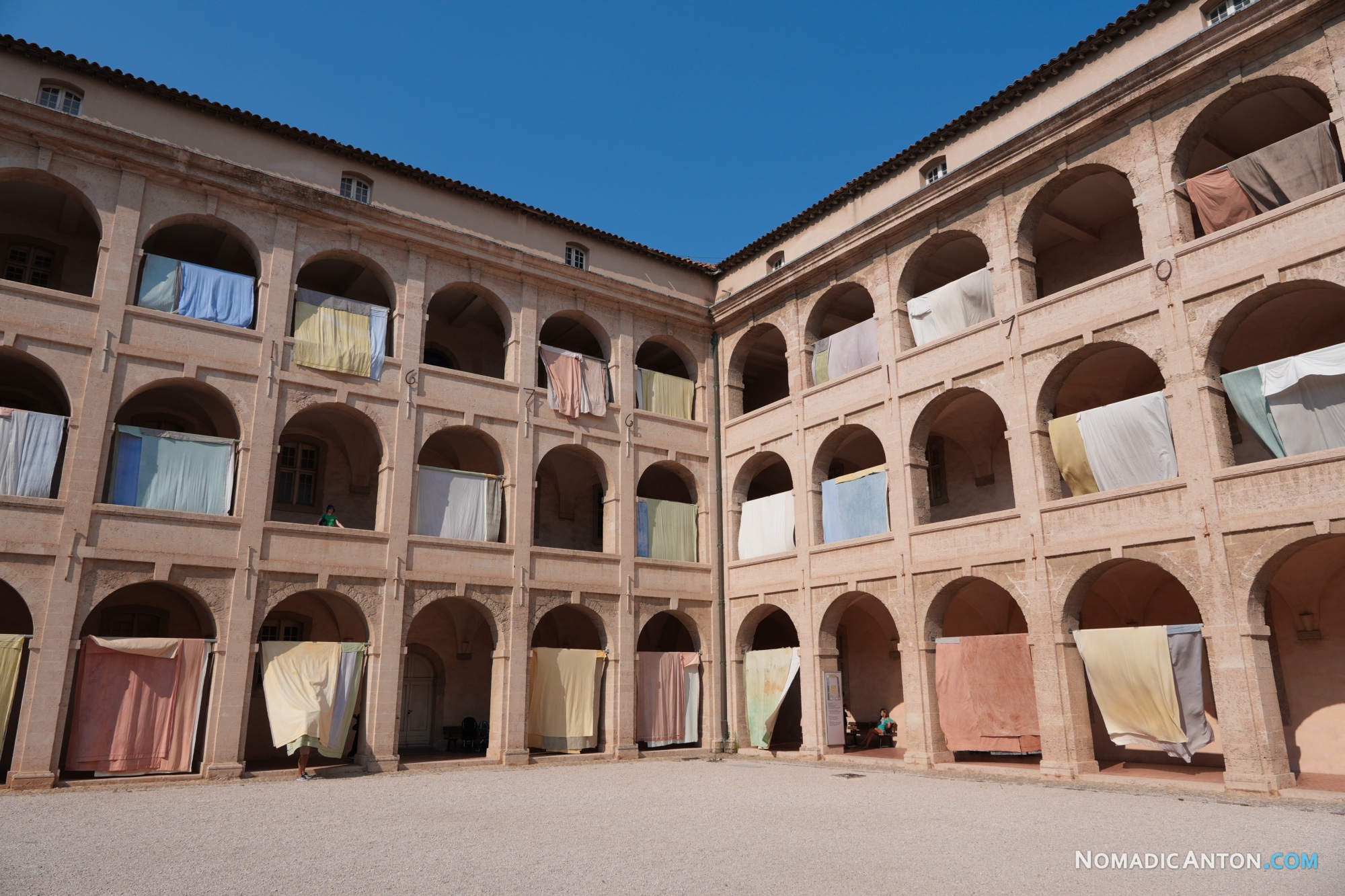 Arched galleries surrounding the courtyard of Vieille Charité.