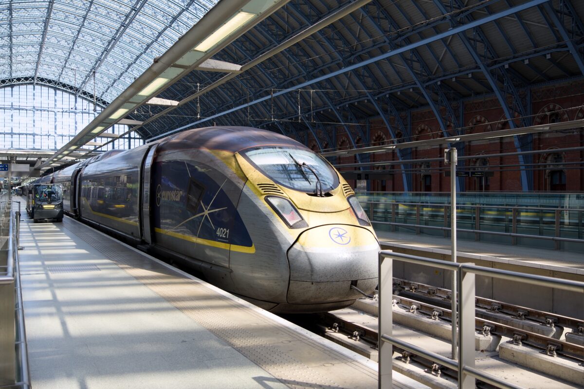 Eurostar train at London St Pancras International after arriving from Paris